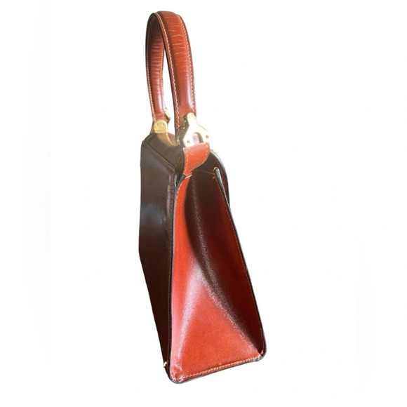 Bally Vintage Brown Leather Top Handle Purse with Strap Made in Italy - Picture 4 of 13